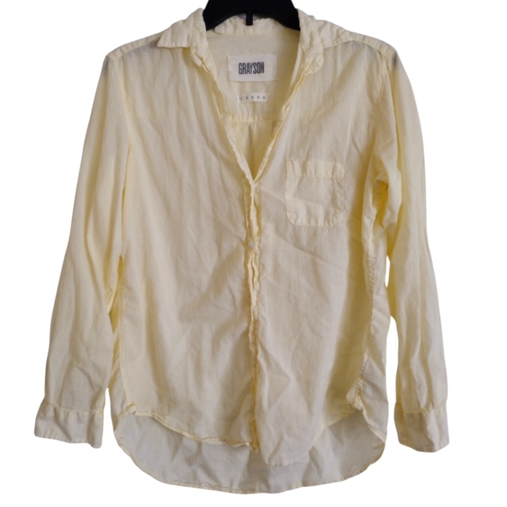 Grayson The Hero pastel yellow button down shirt 100% cotton size XS (1)